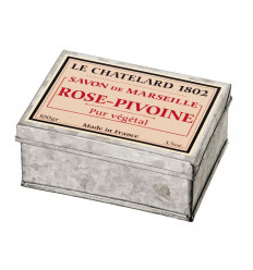 Sapun de Marsilia trandafir bujor in cutie galva