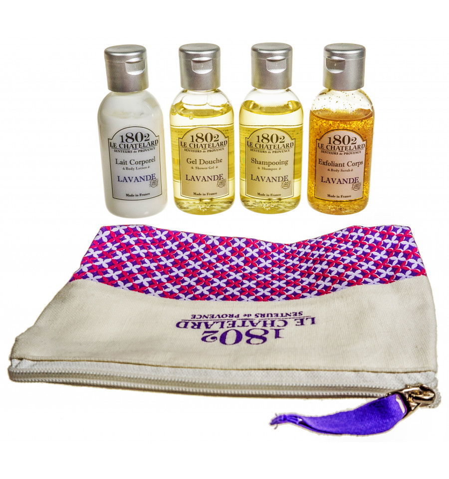 Set Cosmetice Voiaj 4 piese Lapte Corp 50ml Gel Dus 50ml Sampon 50ml Gomaj 50ml Le Chatelard 1802 Lavanda de Provence