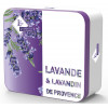 Set Cadou Cutie Metalica Mare Sapun Natural de Marsilia si Saculet cu flori de LAVANDA - LHP Provence