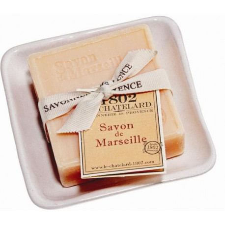Set cadou savoniera cu sapun de Marsilia TRANDAFIR-BUJOR